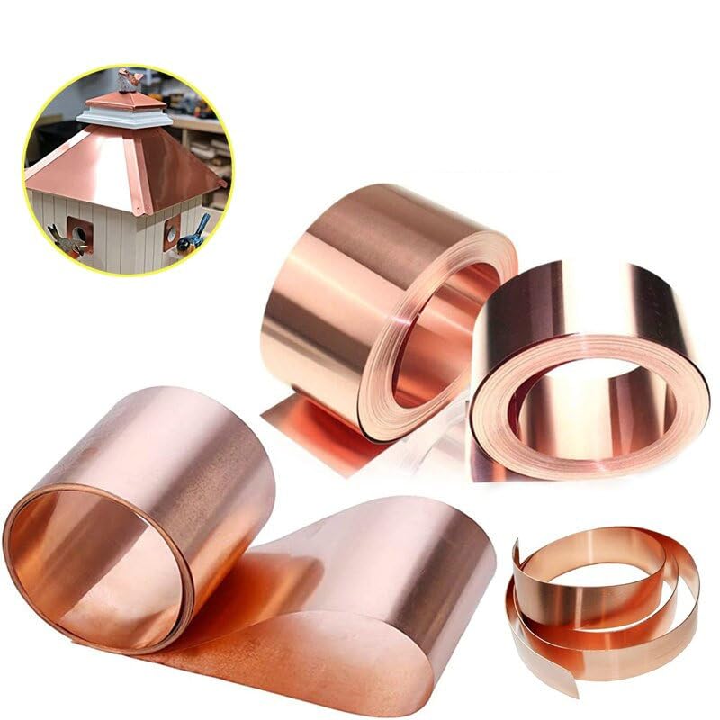 MTTHAHA Pure Copper Sheet Roll, Copper Flashing General Use or Roofing Flashing Roll - DIY (24Ga 12" Width, 5FT) - Image 1